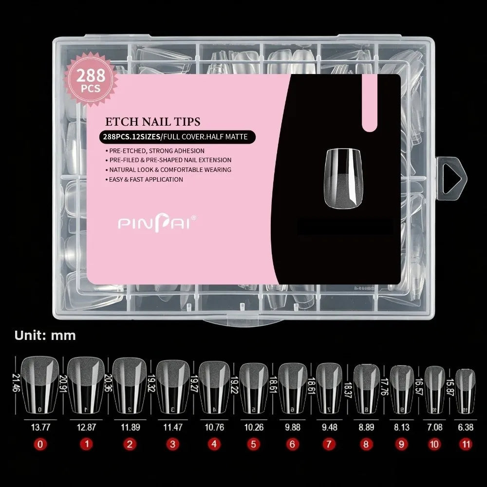 288pcs Ultra-Thin Soft Gel Nail Tips – Full Cover Extension Set