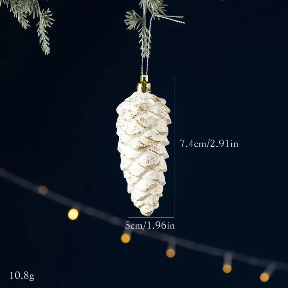 White Gold Glitter Christmas Ornaments – Assorted Resin Baubles