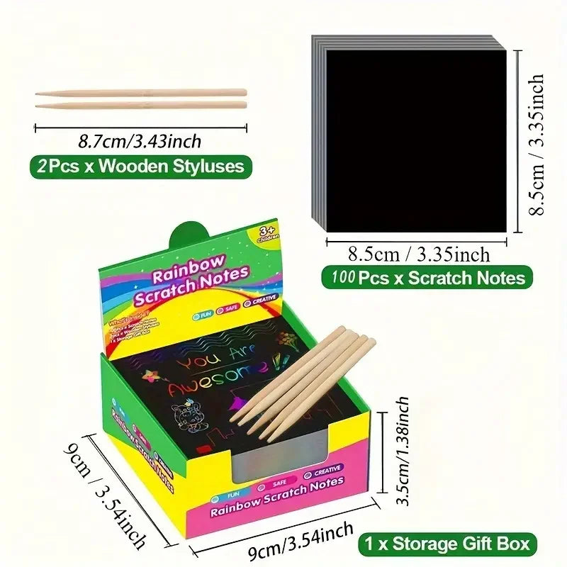 Rainbow Scratch Art Notes 50/100/150 Sheets – DIY Kids Craft Kit