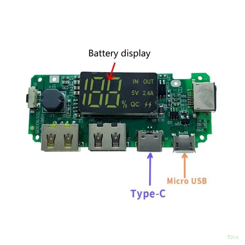 T21A 18650 Battery Charging Board – Dual USB Power Module