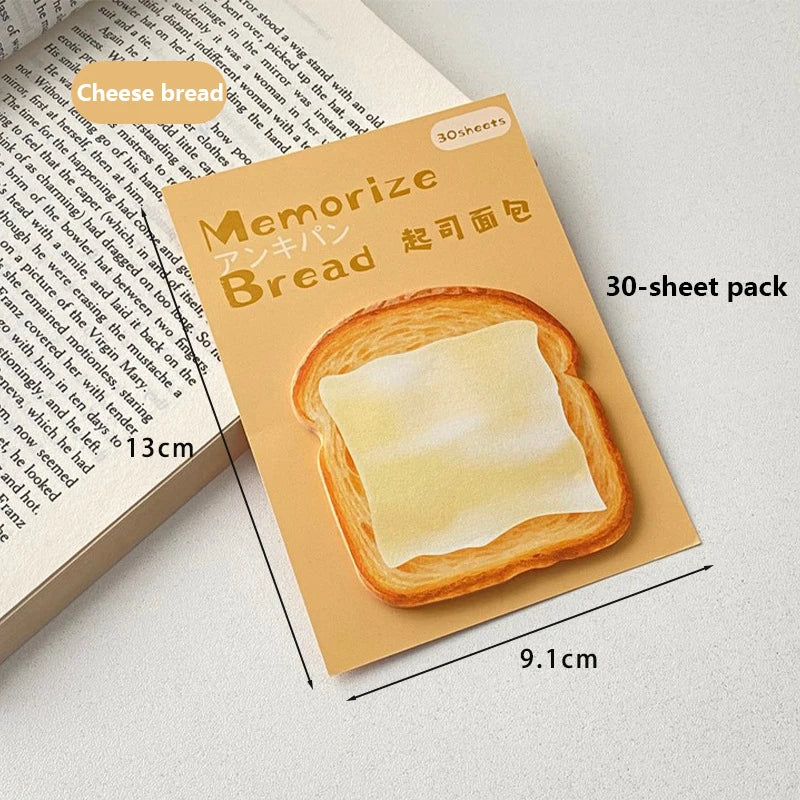 Toast Shape Sticky Notes – 30-Sheet Fun Novelty Notepad