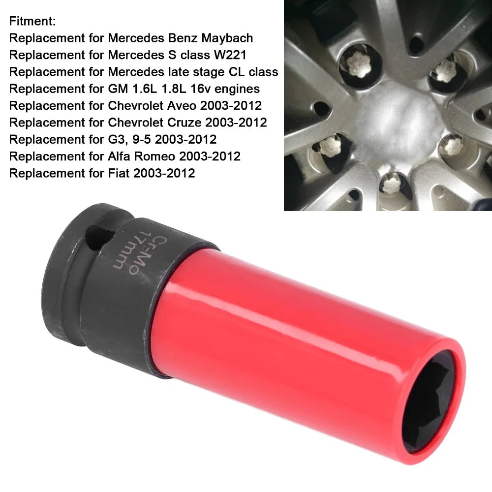 17mm Flower Lug Nut Socket – 1/2" Drive Anti-Theft Tool