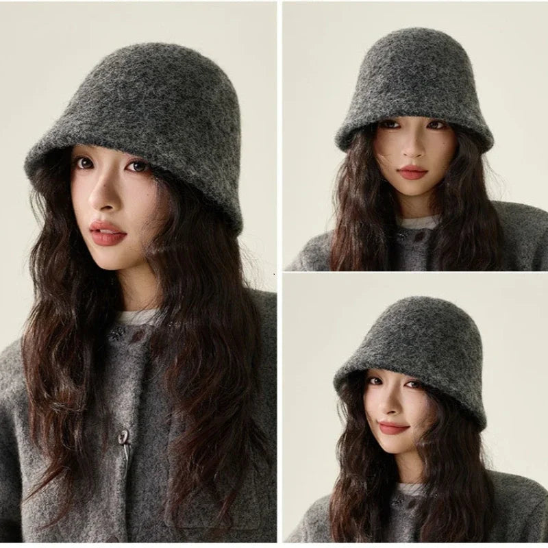 Women's Winter Knit Bucket Hat – Warm Fisherman Cap
