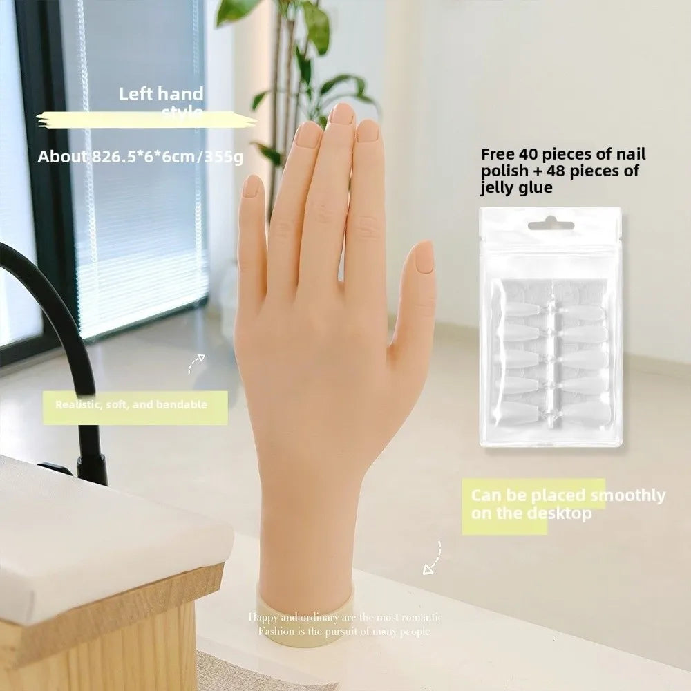 Silicone Nail Practice Hand – Bendable Training Display Rack