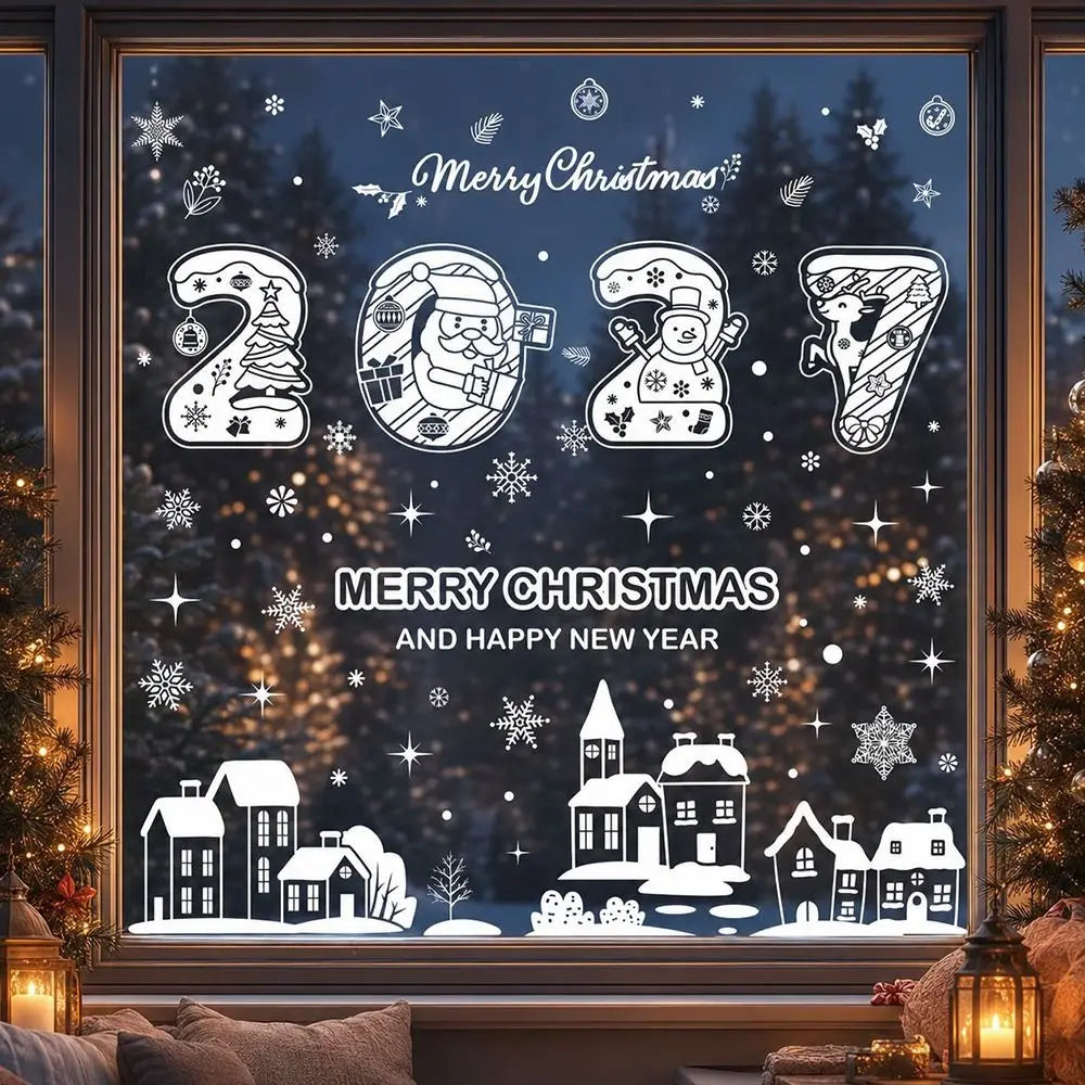 Christmas Window Clings – Snowflake Snowman Santa Glass Decals