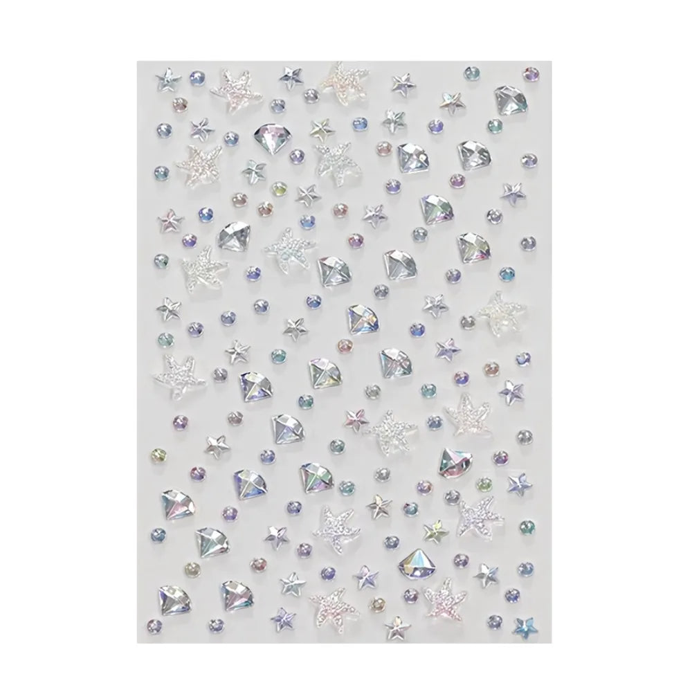 3D Aurora Iridescent Face Rhinestone Stickers | Body Art Gems
