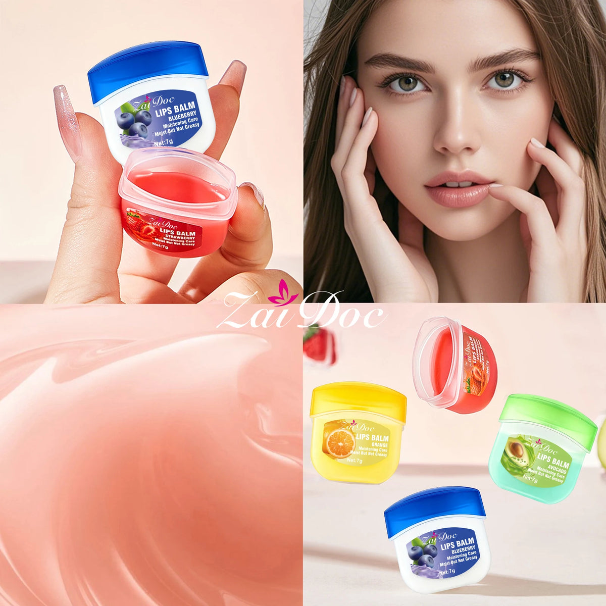 ZaiDoc 24-Pack Lip Mask Set – 7 Fruit Flavors Moisturizing Balm
