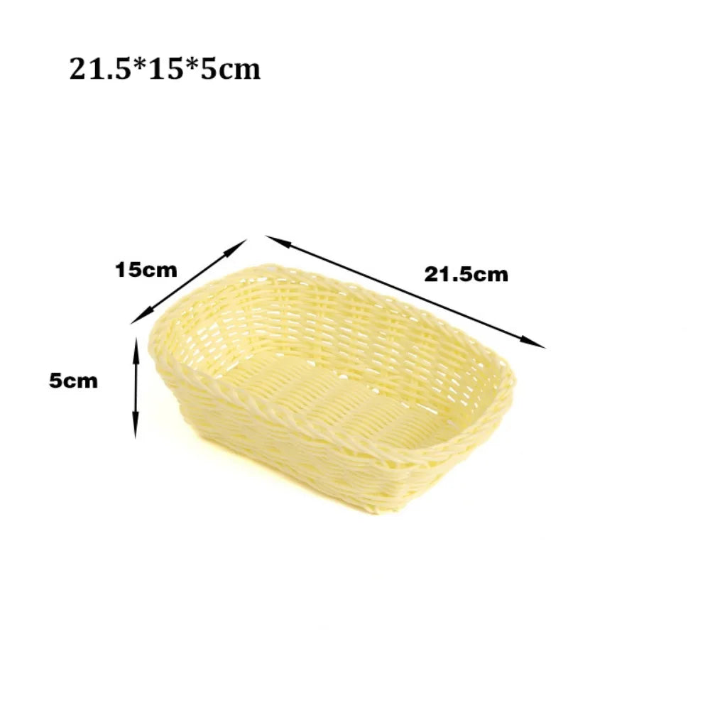 Woven Rattan-Style Serving Basket – Bread, Fruit & Utensil Tray