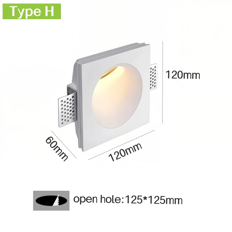 Recessed GU10 Gypsum LED Step Wall Lamp | Stair & Corridor
