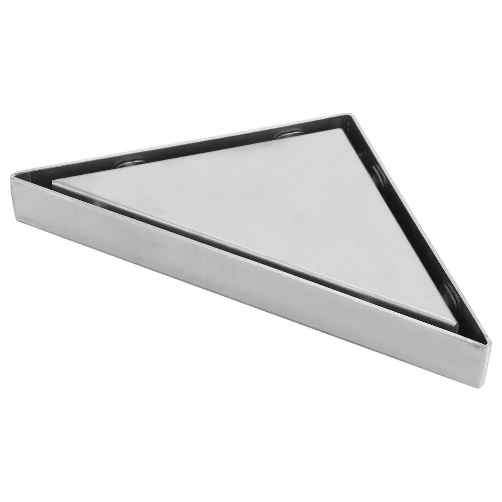 Triangular Corner Floor Drain – Deep Water Seal, Brushed Steel