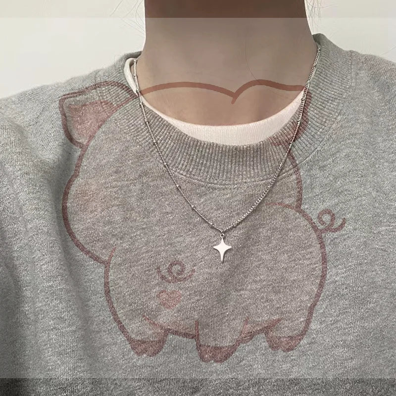 Star Choker Pendant Necklace – Unisex Stainless Steel Chain