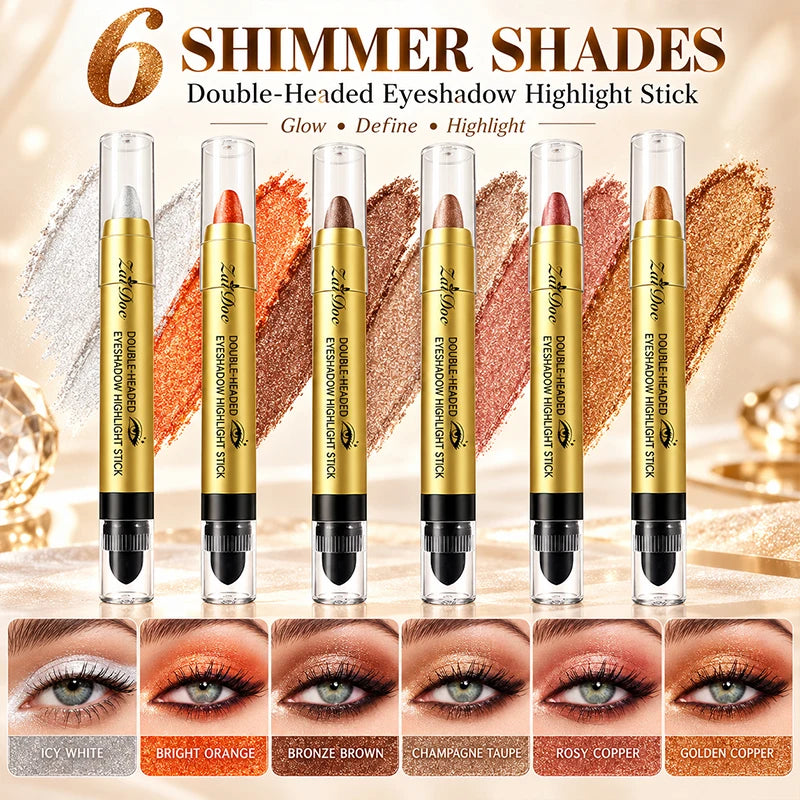 ZaiDoc 6-Color Dual-Ended Eyeshadow Highlighter Stick Set