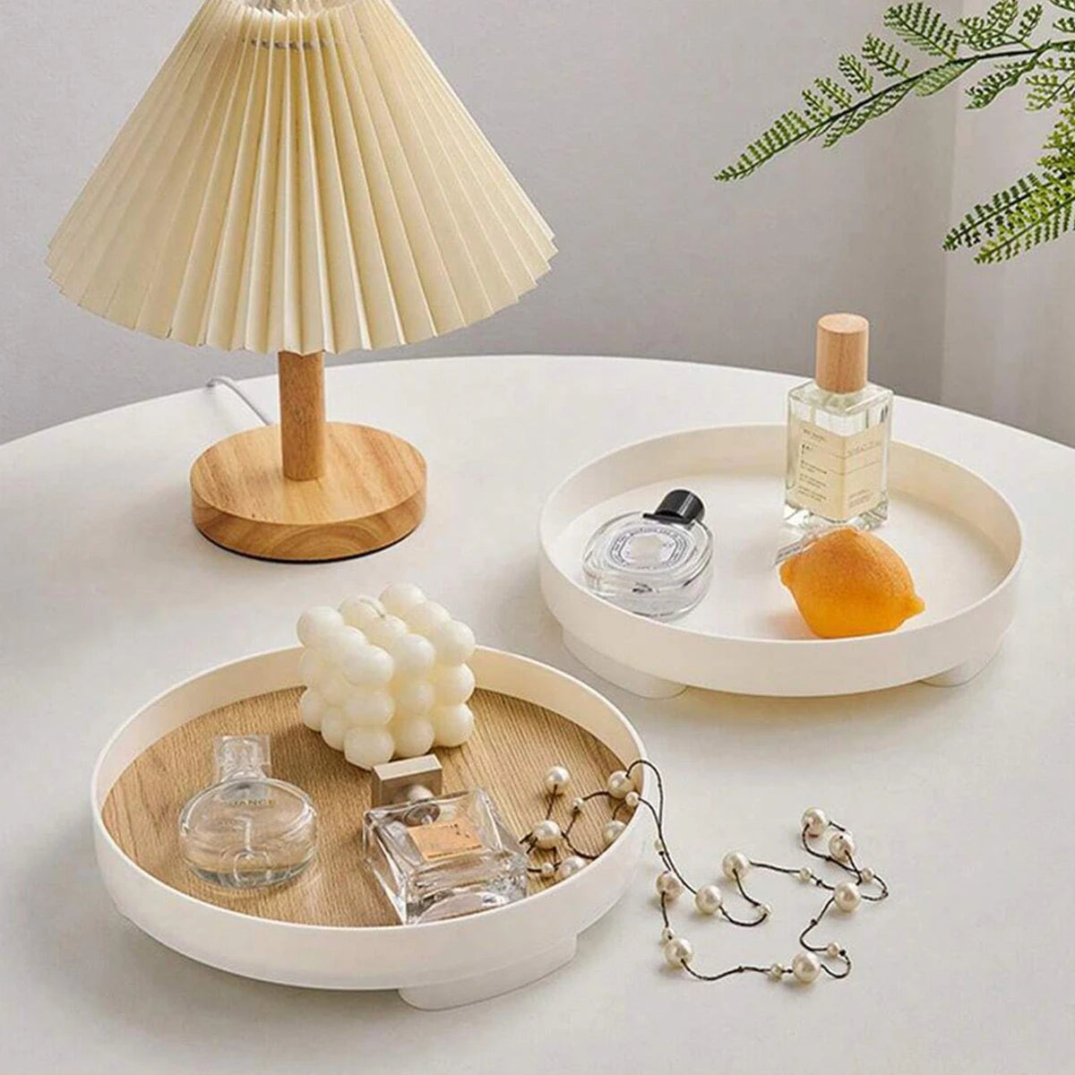 Minimalist Round Wooden Tray – Jewelry & Home Storage