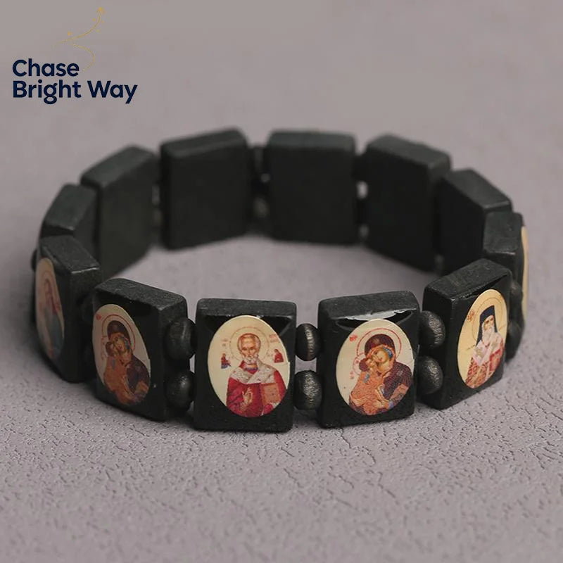 Natural Wood Rosary Bracelet – Handmade Religious Jewelry