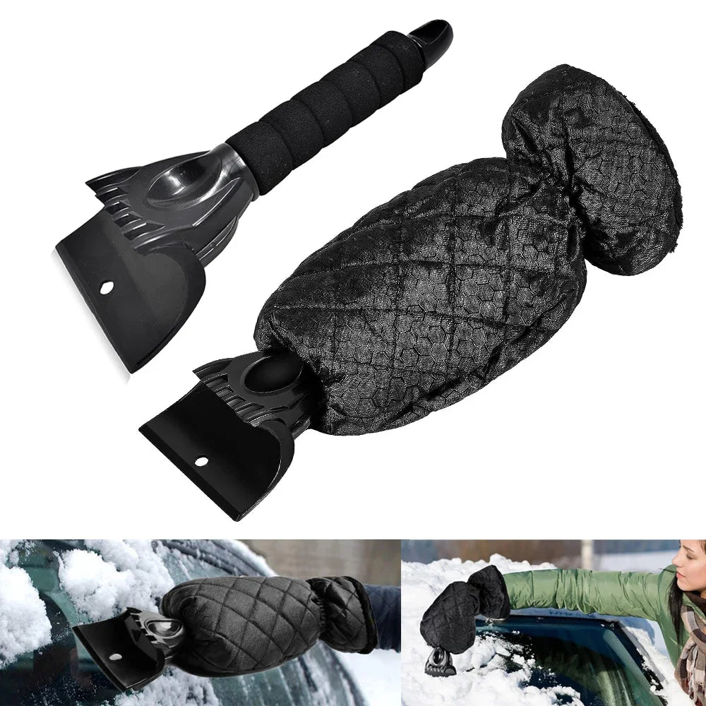 Car Ice Scraper Mitt – Waterproof Snow Brush & Warm Glove