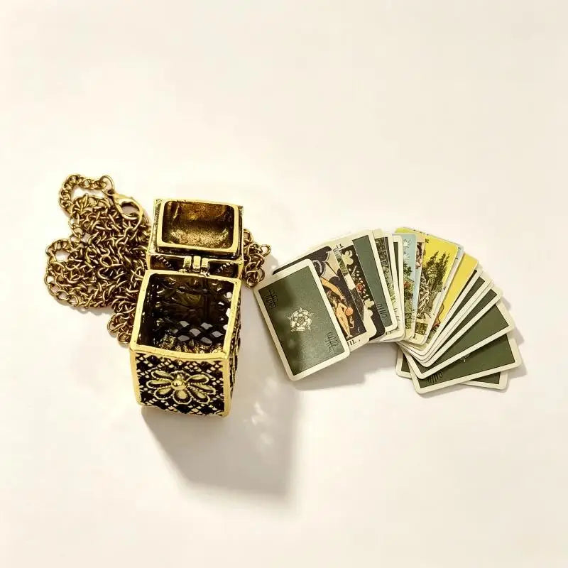 Tarot Locket Necklace with 22 Mini Major Arcana Cards