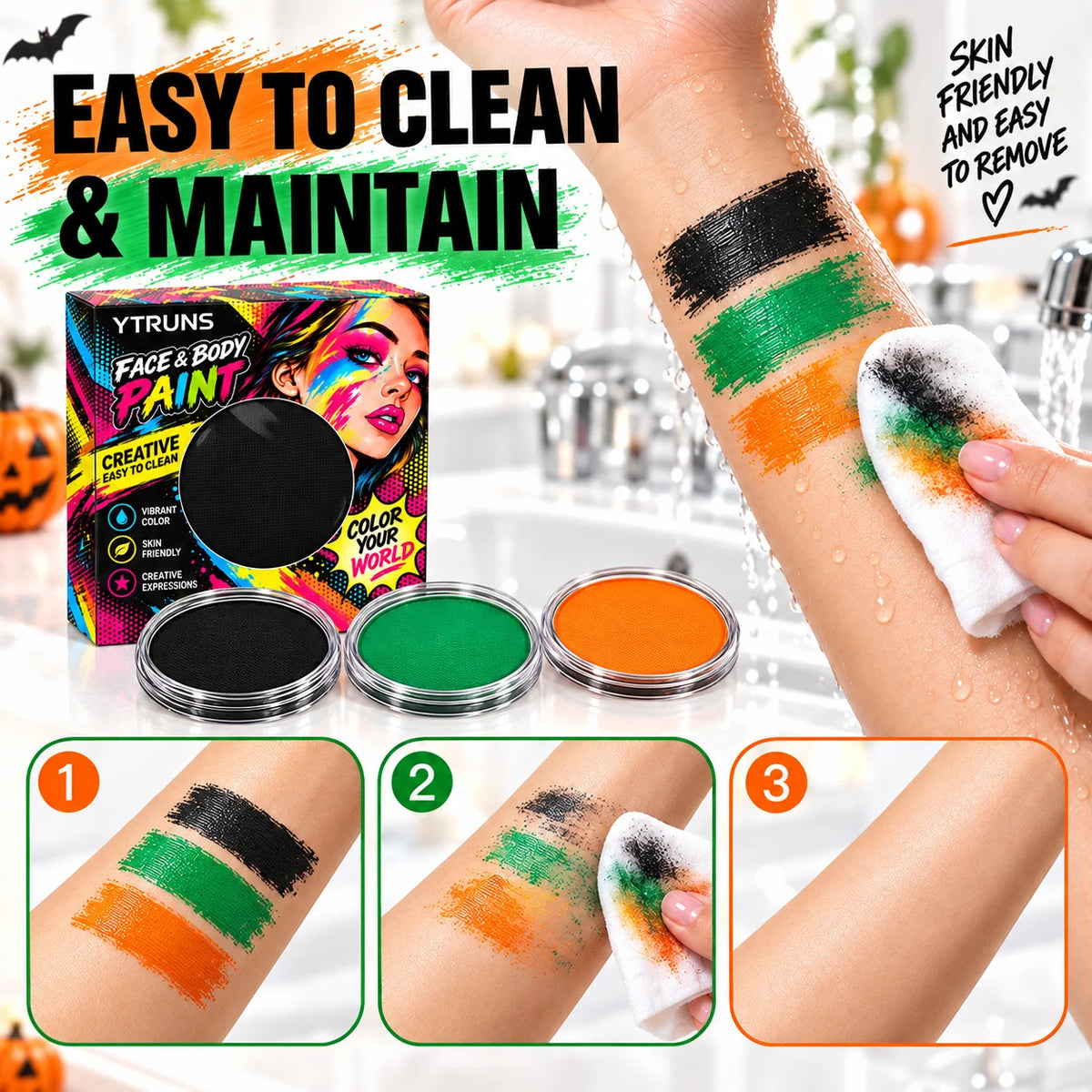 Halloween Face & Body Paint Palette – Water-Soluble Makeup