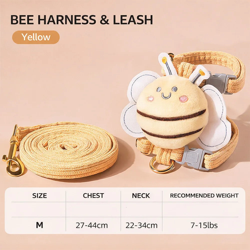 Cartoon Bee Cat & Dog Harness – Adjustable Walking Vest