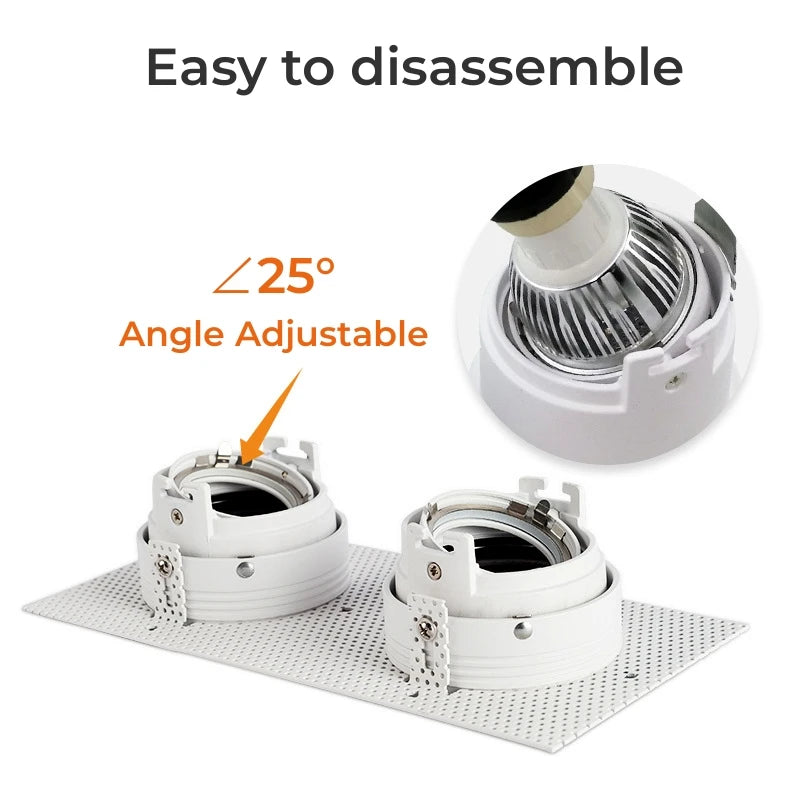 Trimless Square LED Downlight Frame Double Head GU10 MR16