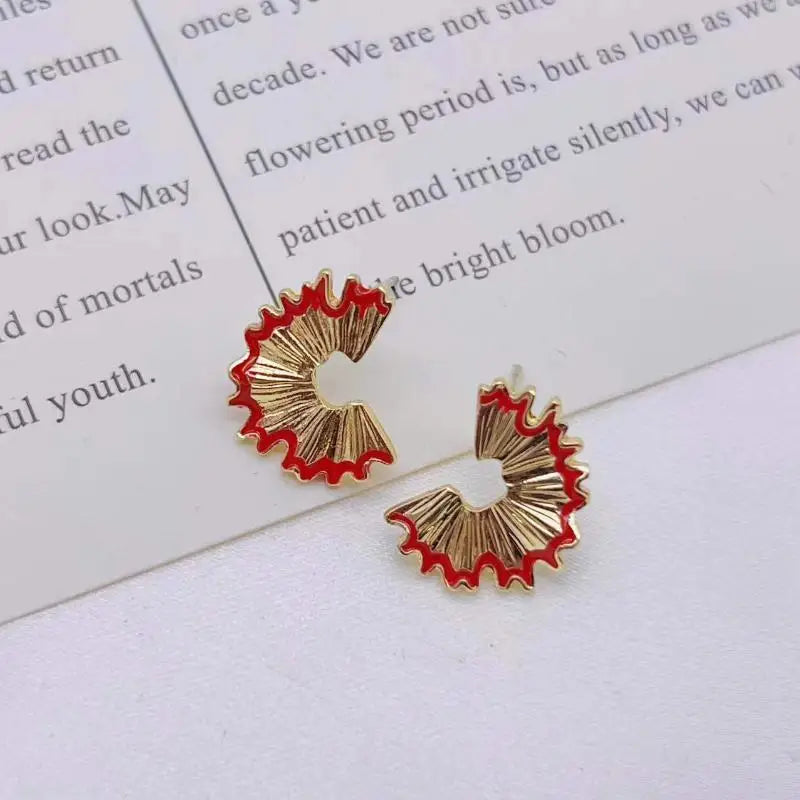 Pencil Shaving Alloy Stud Earrings | Punk Geometric Jewelry