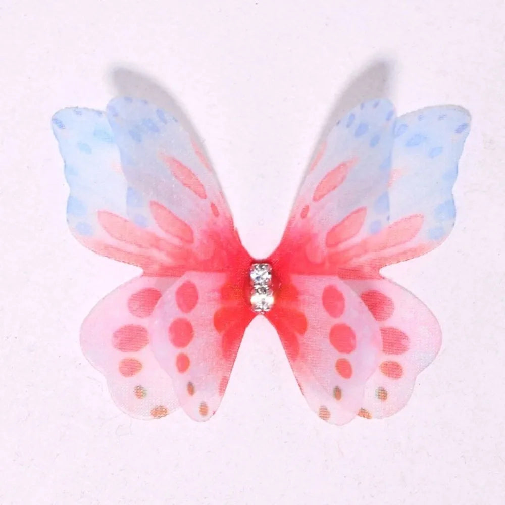50-Pack 3D Organza Butterfly Appliques – Rhinestone Chiffon Patches