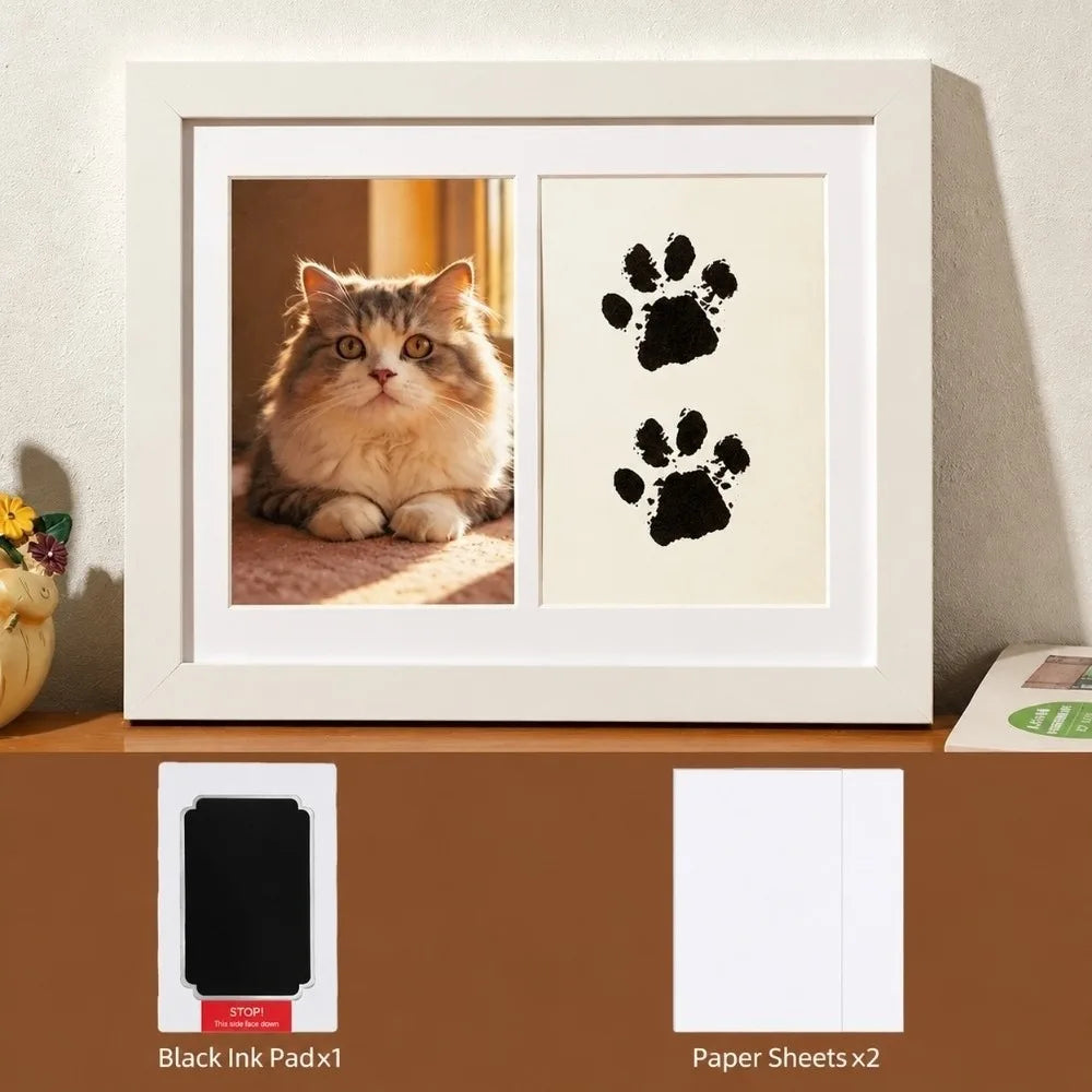 Pet Paw Print Keepsake Frame Kit – No-Clean Ink Pad DIY