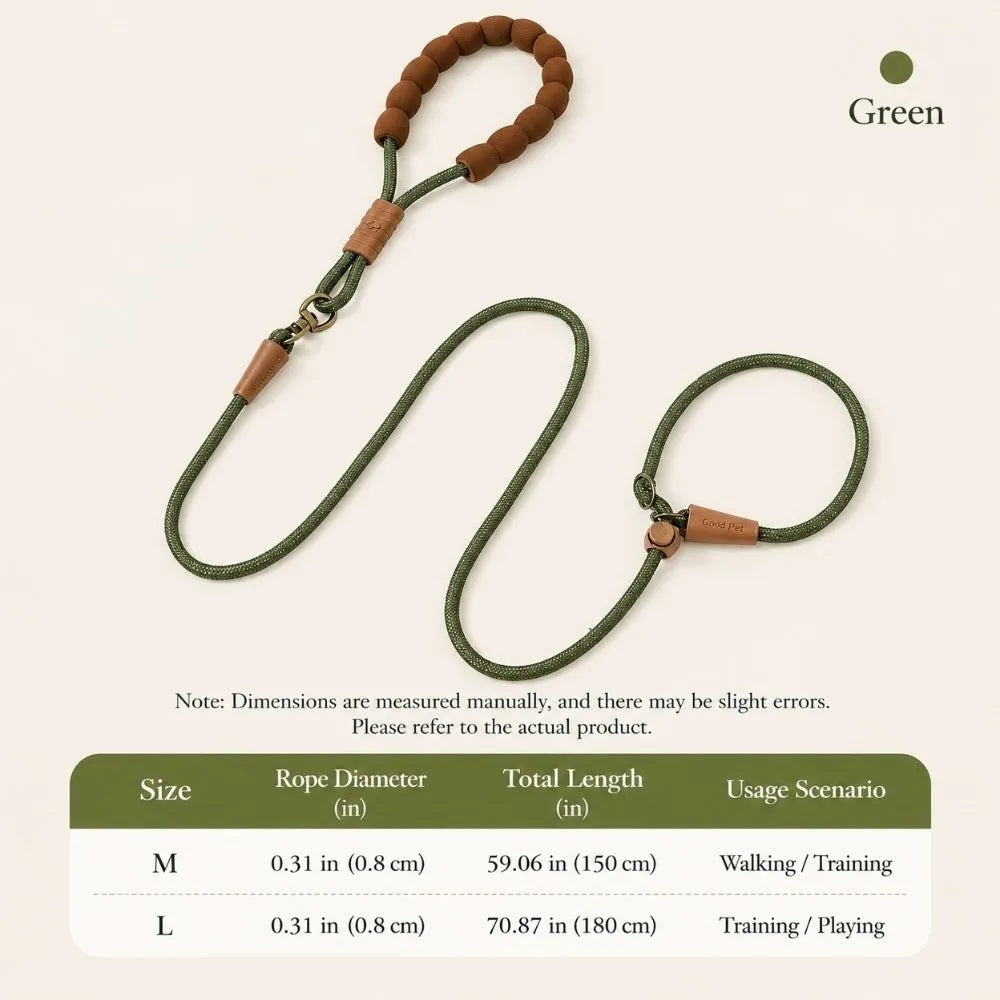 Nylon Slip Lead Dog Leash – Soft Grip Training Rope for Small Dogs