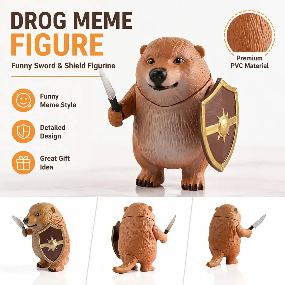 Cheems Frog Meme PVC Figurine – Sword & Shield Cartoon