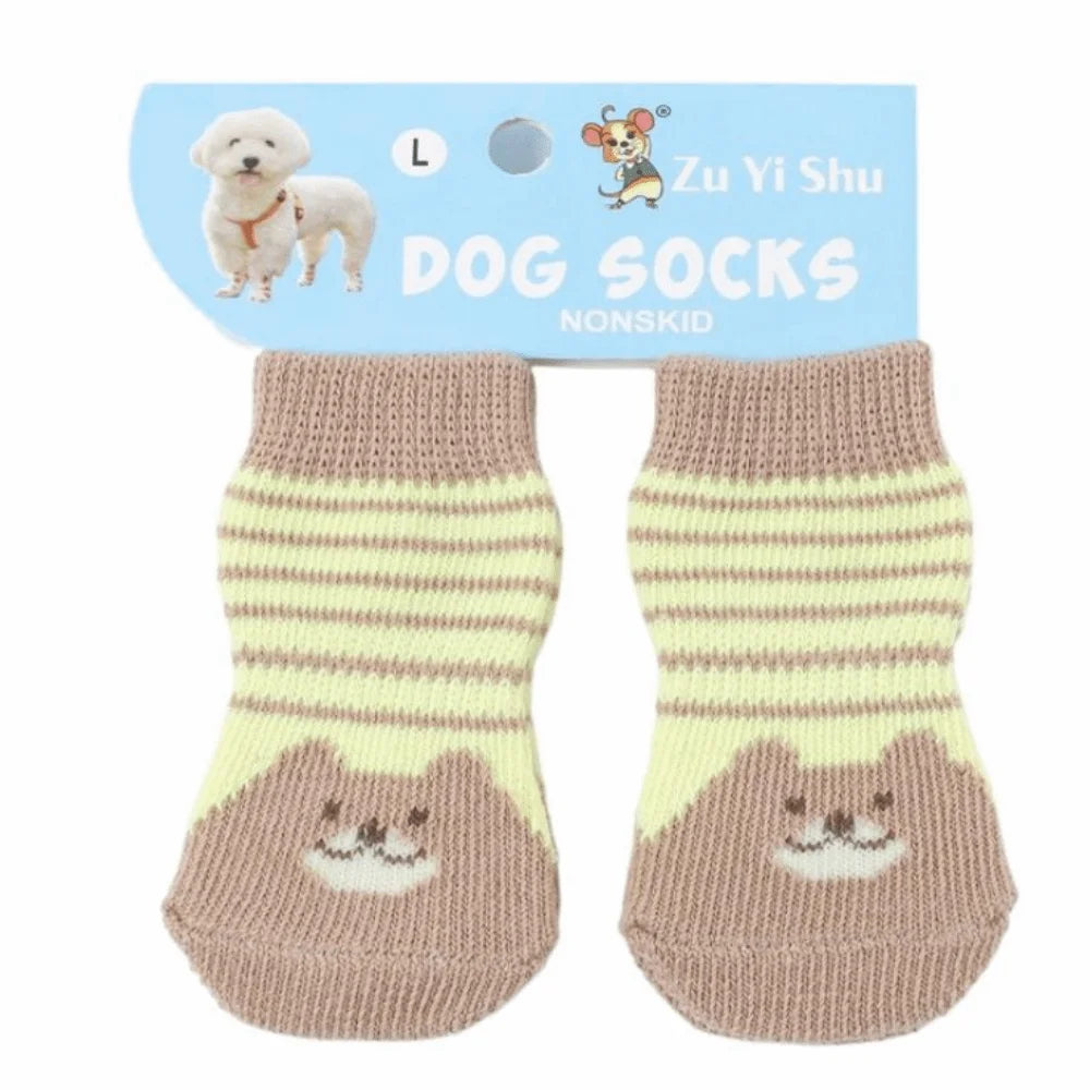 Non-Slip Cotton Dog Socks – Warm Booties for Small Breeds
