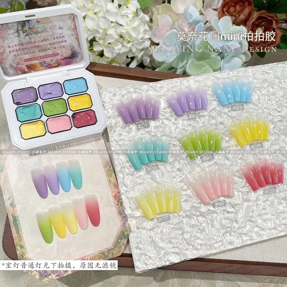SAMMY 9-Color Chinese Style Nail Glitter Gel Palette