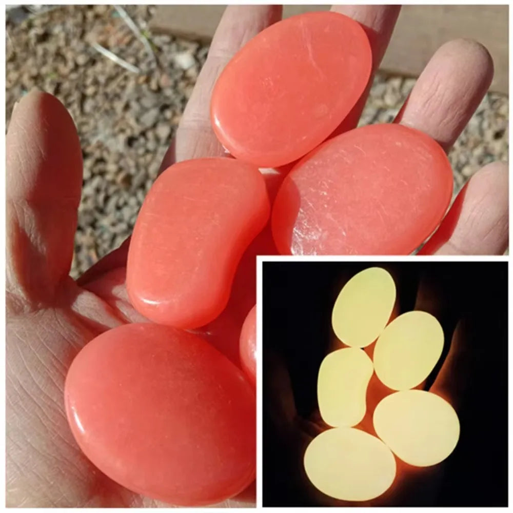 Glow in the Dark Garden Pebbles – 10 Resin Luminous Stones