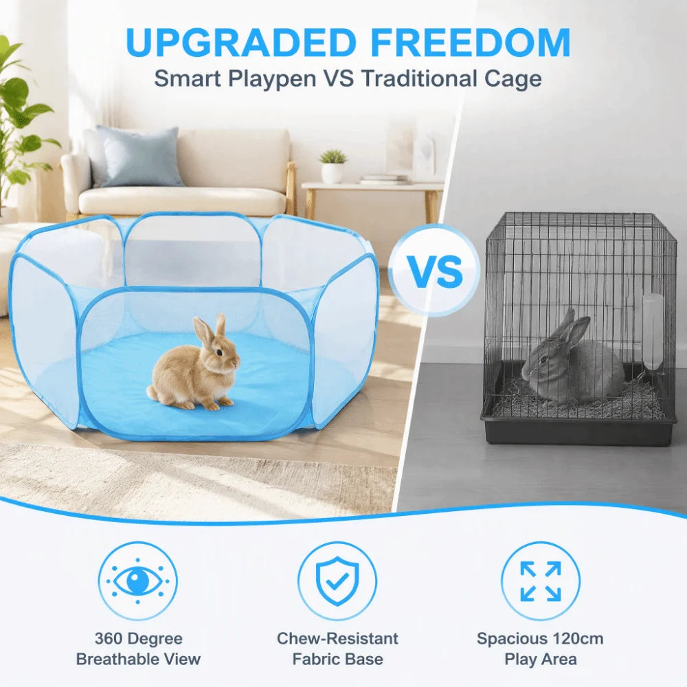 Foldable Small Animal Playpen – Breathable Mesh Pet Play Area