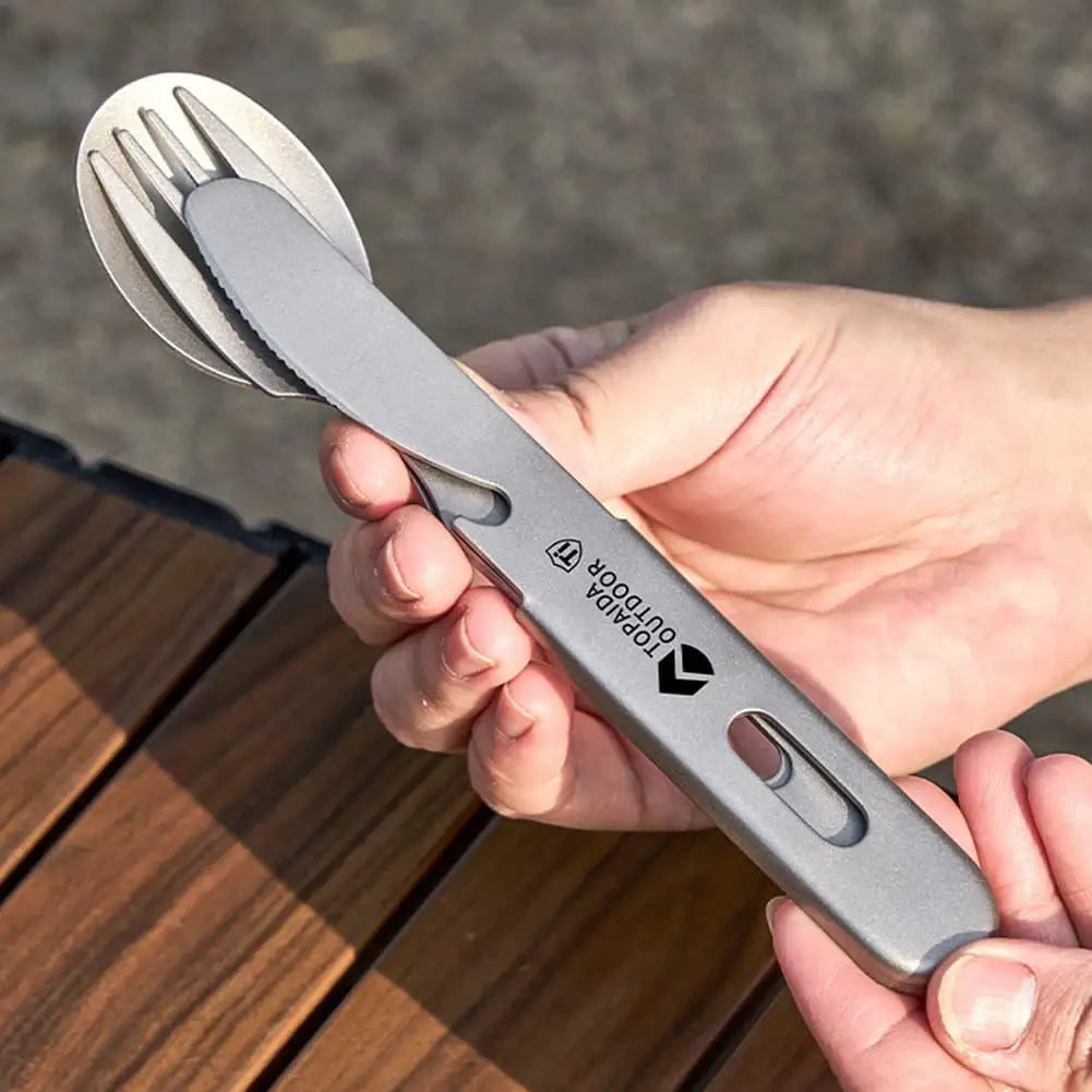Titanium Camping Cutlery Set – Ultralight Fork Spoon Knife & Opener