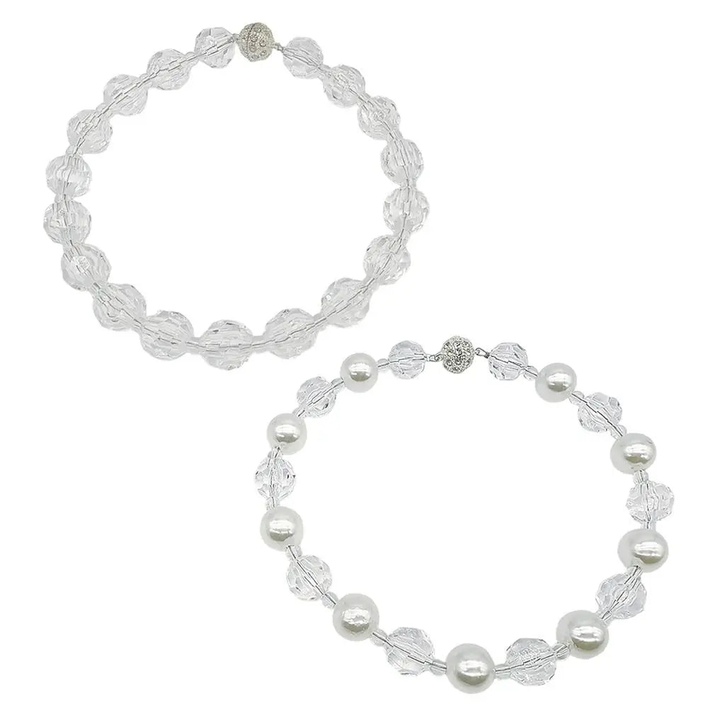 Pearl Rhinestone Elastic Curtain Tiebacks – Magnetic Buckle 2pc