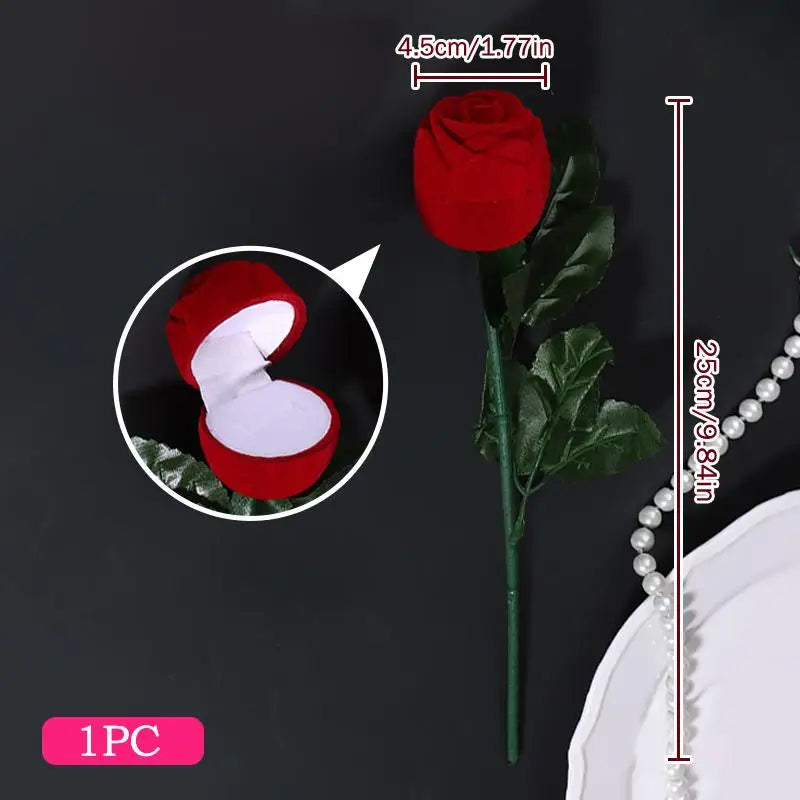 Velvet Flocked Ring Box – Rose Heart Jewelry Gift Case