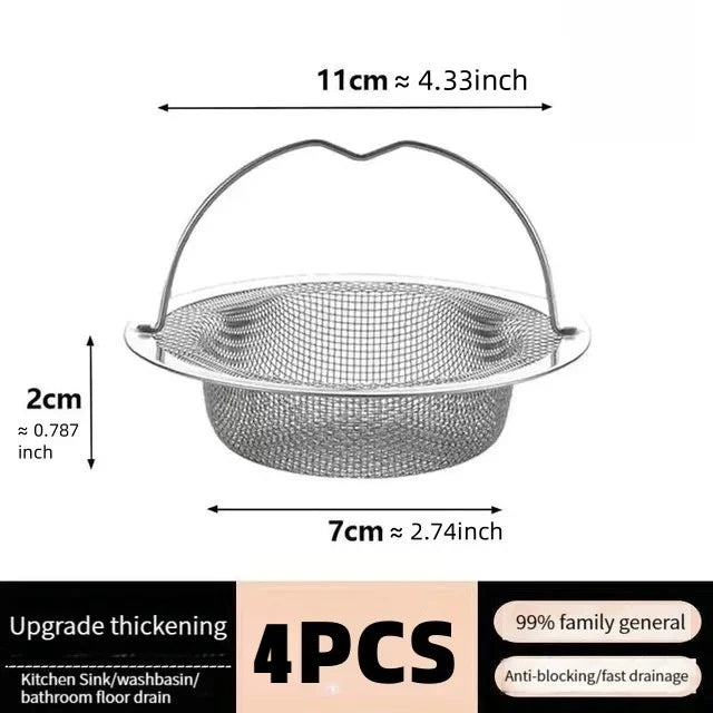 Stainless Steel Sink Strainer with Handle – 1/2/4 Pack