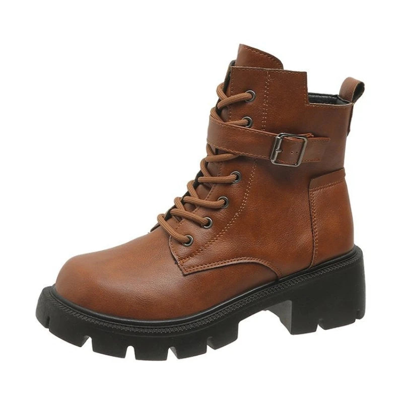 Women's Platform Ankle Boots – Punk Round Toe Motorcycle Style
