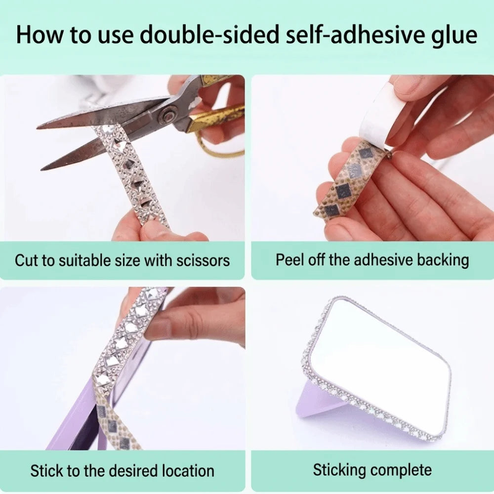 3-Yard Self-Adhesive Square Rhinestone Trim Strip | DIY Craft