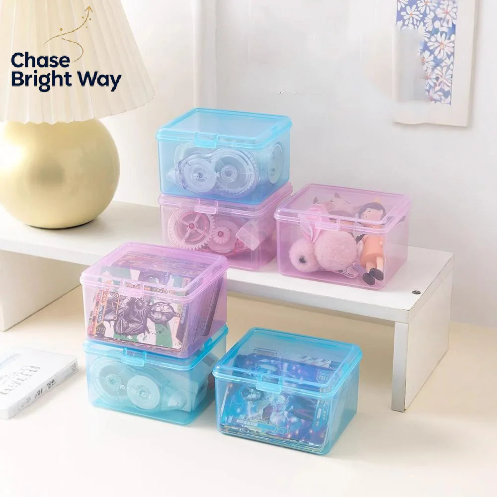 Transparent Plastic Photocard Storage Box & Desk Organizer