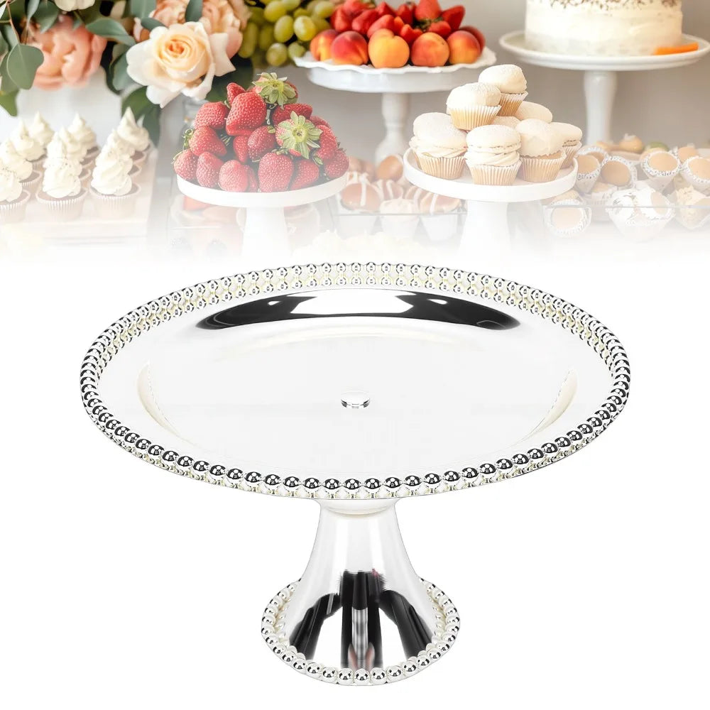 Iron Pedestal Cake Stand – Tall Stem Metal Dessert Serving Tray