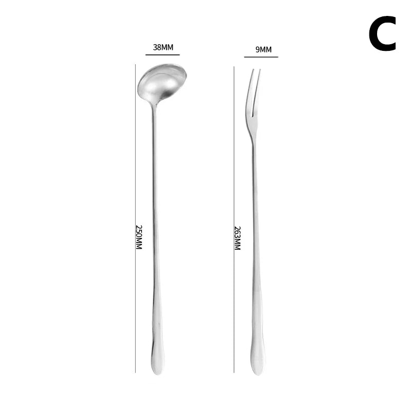 Stainless Steel Pickle Fork & Spoon Set – Long Handle Jar Grabber