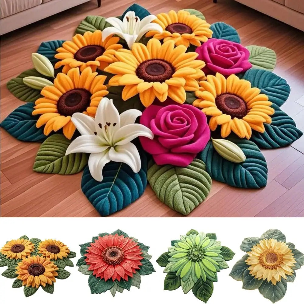Sunflower Shape Soft Non-Slip Floor Mat – 60x60cm Absorbent Rug