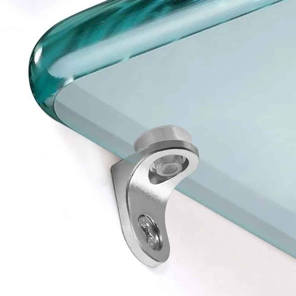 Zinc Alloy Glass Shelf Brackets – Rounded Corner Support (10pcs)