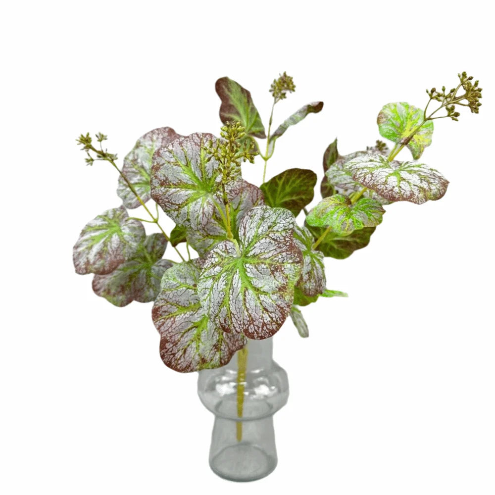 Faux Begonia Silk Leaf Branch – Multicolor Artificial Plant Decor