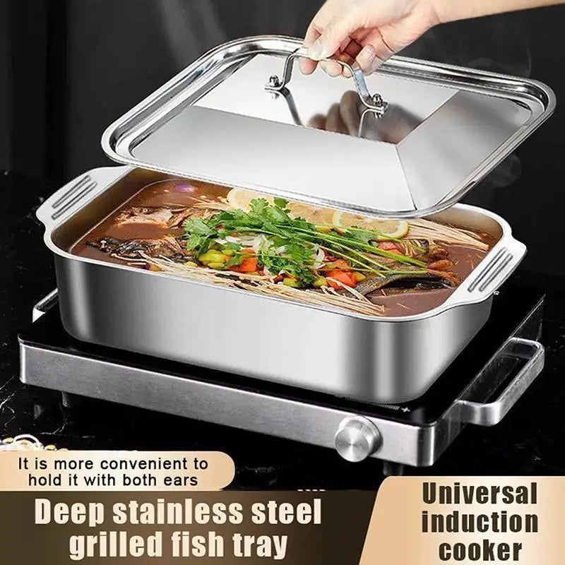 Stainless Steel Baking Pan with Lid – Deep Dish Cookware