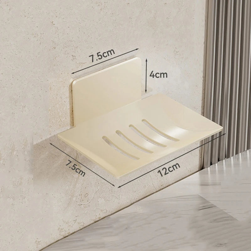 Wall-Mounted Carbon Steel Soap Tray with Drainage – Black