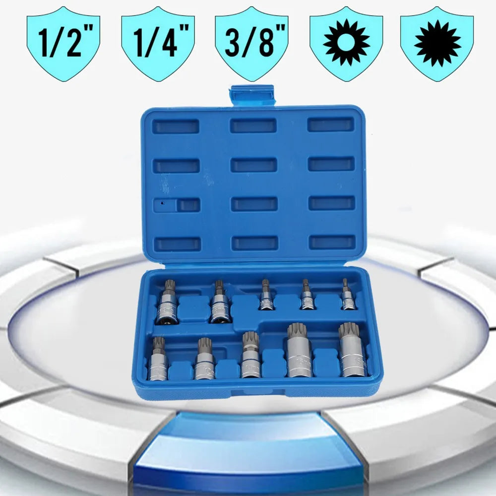 Triple Square Bit Socket Set M4–M18 | 10-Pc Chrome Vanadium