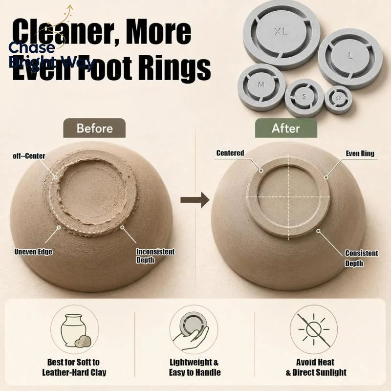 Pottery Foot Ring Template Set – 5 Sizes PLA Clay Cutter