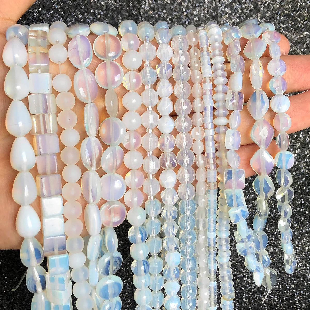White Opalite Stone Beads 8mm Round Rondelle – DIY Jewelry Making