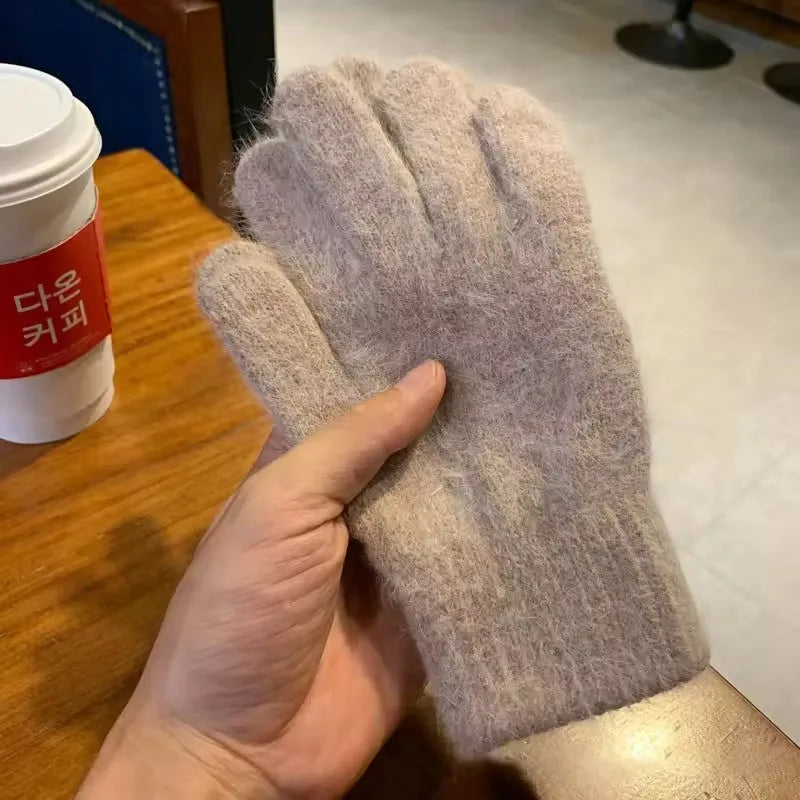 Women's Winter Knit Cashmere Gloves – Full Finger Warm Outdoor